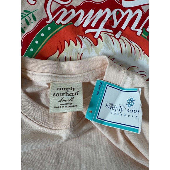 Simply Southern Women's Long Sleeve Santa Christmas Shirt Retro Cream Small - Picture 9 of 9